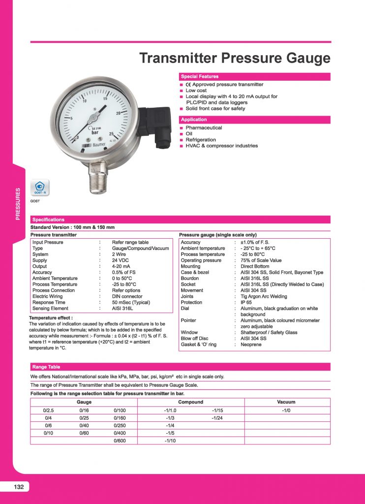Transmitter Pressure Gauge - PORNGORKANDEE CO., LTD.
